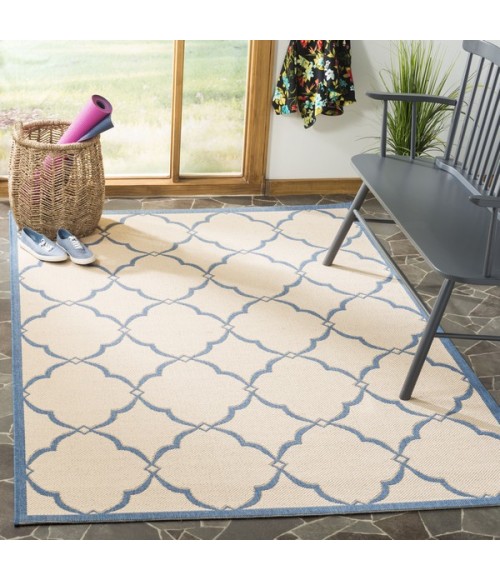 Safavieh Linden  Cream / Blue LND125 9 ft. X 12 ft. Rectangle Rug