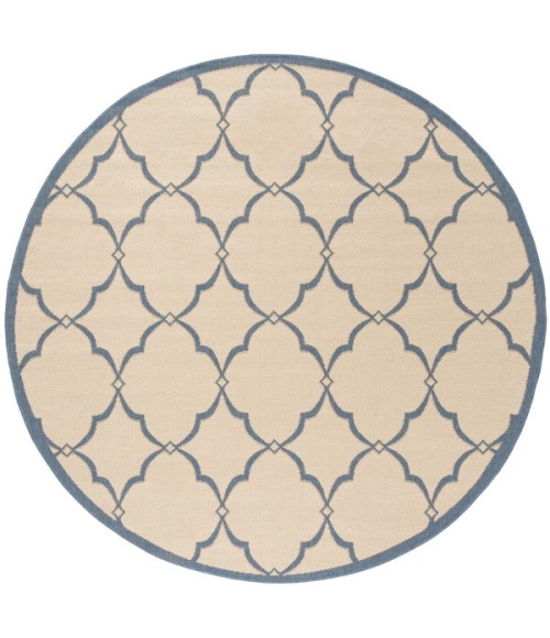 Safavieh Linden  Cream / Blue LND125 6 ft. 7 in. X 6 ft. 7 in. Round Rug