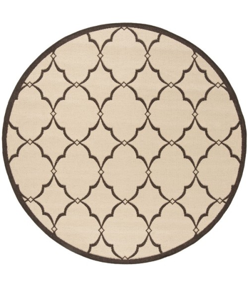 Safavieh Linden  Creme / Brown LND125 6 ft. 7 in. X 6 ft. 7 in. Round Rug