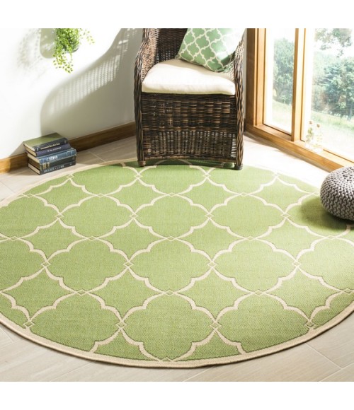 Safavieh Linden  Olive / Cream LND125 6 ft. 7 in. X 6 ft. 7 in. Round Rug