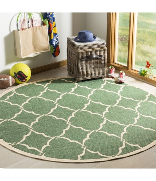 Safavieh Linden  Green / Creme LND125 6 ft. 7 in. X 6 ft. 7 in. Round Rug