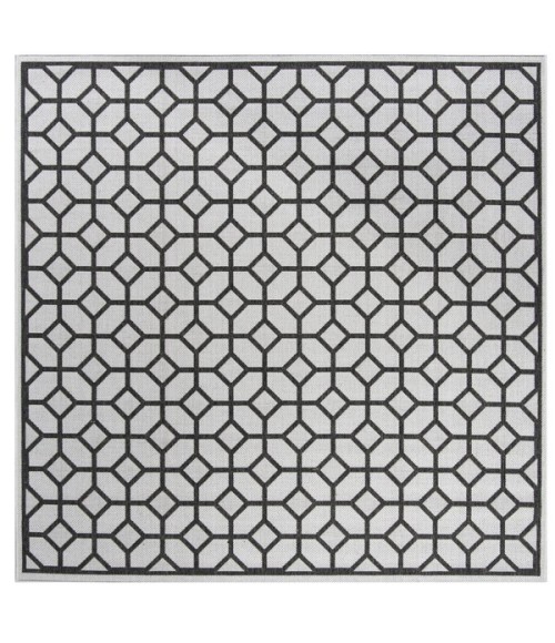 Safavieh Linden  Light Grey / Charcoal LND127 6 ft. 7 in. X 6 ft. 7 in. Square Rug