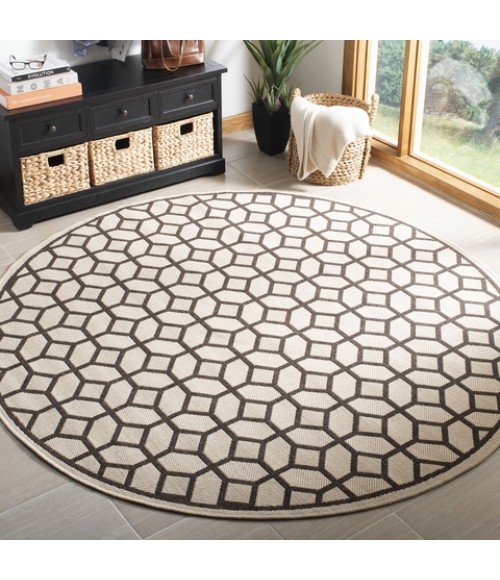 Safavieh Linden  Natural / Brown LND127 6 ft. 7 in. X 6 ft. 7 in. Round Rug
