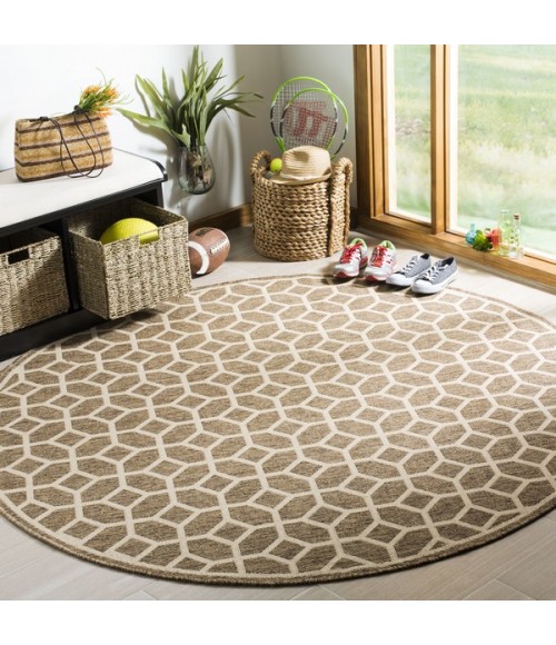 Safavieh Linden  Beige / Cream LND127 6 ft. 7 in. X 6 ft. 7 in. Round Rug