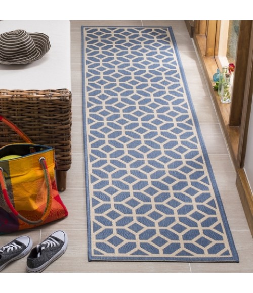 Safavieh Linden  Blue / Creme LND127 2 ft. 2 in. X 8 ft. Runner Rug