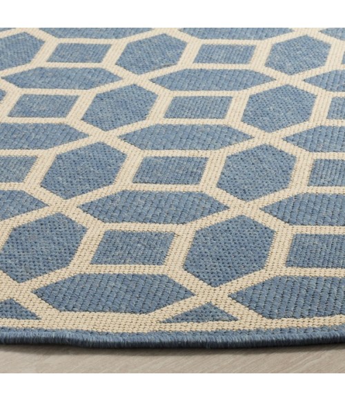 Safavieh Linden  Blue / Creme LND127 6 ft. 7 in. X 6 ft. 7 in. Round Rug