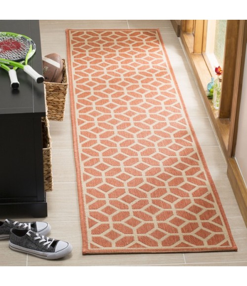 Safavieh Linden  Rust / Creme LND127 2 ft. 2 in. X 8 ft. Runner Rug