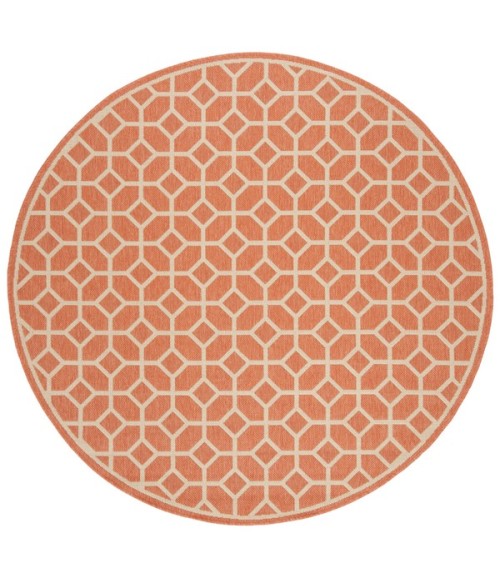 Safavieh Linden  Rust / Creme LND127 6 ft. 7 in. X 6 ft. 7 in. Round Rug