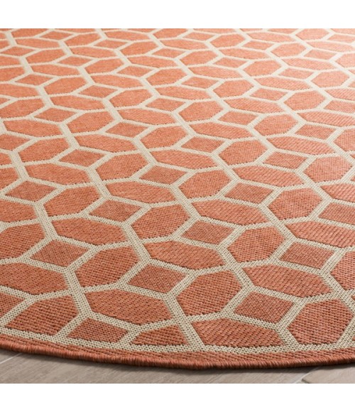 Safavieh Linden  Rust / Creme LND127 6 ft. 7 in. X 6 ft. 7 in. Round Rug