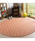 Safavieh Linden  Rust / Creme LND127 6 ft. 7 in. X 6 ft. 7 in. Round Rug