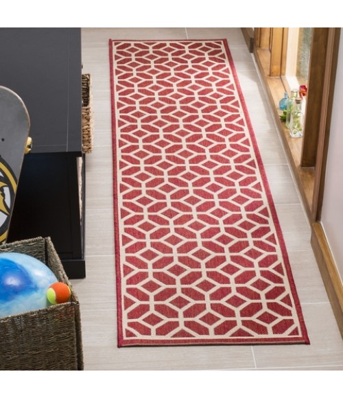 Safavieh Linden  Red / Creme LND127 2 ft. 2 in. X 8 ft. Runner Rug