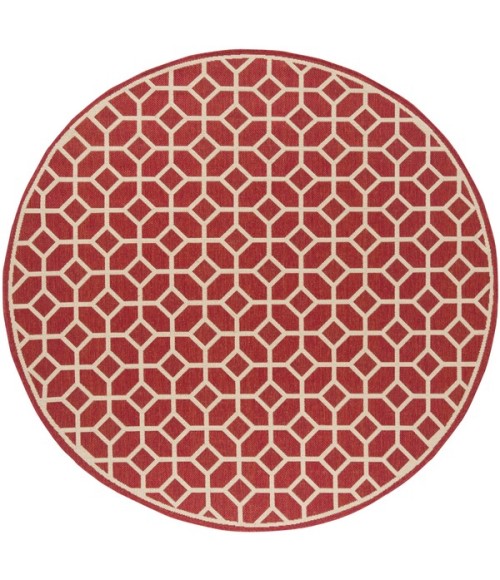 Safavieh Linden  Red / Creme LND127 6 ft. 7 in. X 6 ft. 7 in. Round Rug