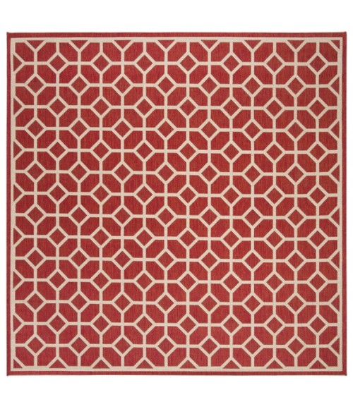 Safavieh Linden  Red / Creme LND127 6 ft. 7 in. X 6 ft. 7 in. Square Rug