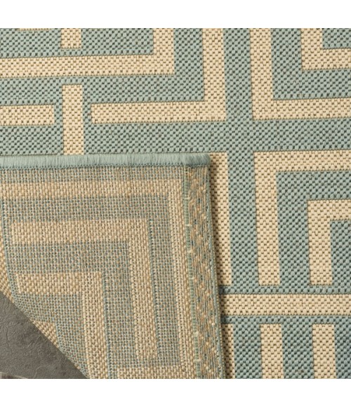 Safavieh Linden  Aqua / Cream LND128 5 ft. 3 in. X 7 ft. 6 in. Rectangle Rug