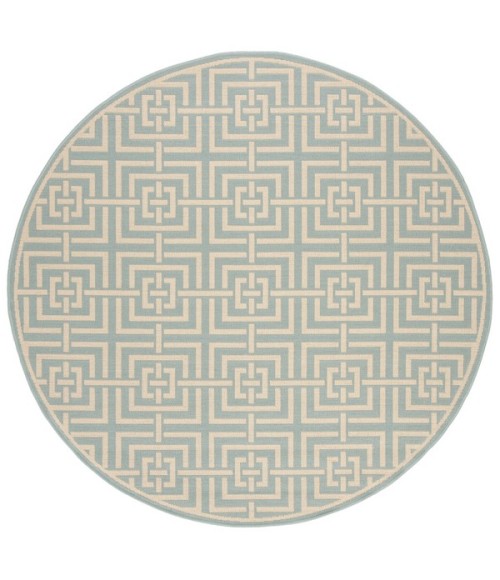 Safavieh Linden  Aqua / Cream LND128 6 ft. 7 in. X 6 ft. 7 in. Round Rug