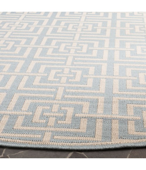 Safavieh Linden  Aqua / Cream LND128 6 ft. 7 in. X 6 ft. 7 in. Round Rug