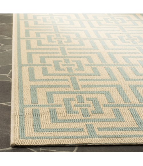 Safavieh Linden  Cream / Aqua LND128 5 ft. 3 in. X 7 ft. 6 in. Rectangle Rug