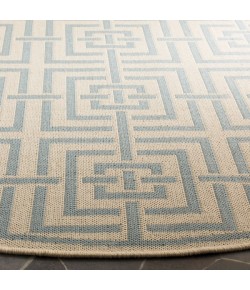 Safavieh Linden  Cream / Aqua LND128 6 ft. 7 in. X 6 ft. 7 in. Round Rug