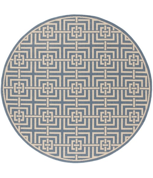 Safavieh Linden  Blue / Creme LND128 6 ft. 7 in. X 6 ft. 7 in. Round Rug