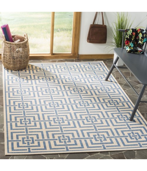 Safavieh Linden  Cream / Blue LND128 5 ft. 3 in. X 7 ft. 6 in. Rectangle Rug