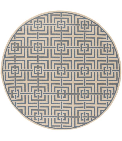 Safavieh Linden  Cream / Blue LND128 6 ft. 7 in. X 6 ft. 7 in. Round Rug