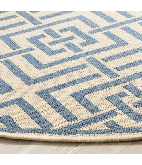 Safavieh Linden  Cream / Blue LND128 6 ft. 7 in. X 6 ft. 7 in. Round Rug