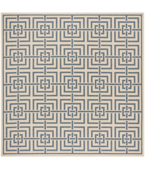 Safavieh Linden  Cream / Blue LND128 6 ft. 7 in. X 6 ft. 7 in. Square Rug