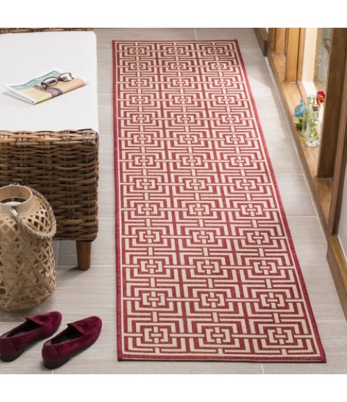 Safavieh Linden  Red / Creme LND128 2 ft. 2 in. X 8 ft. Runner Rug