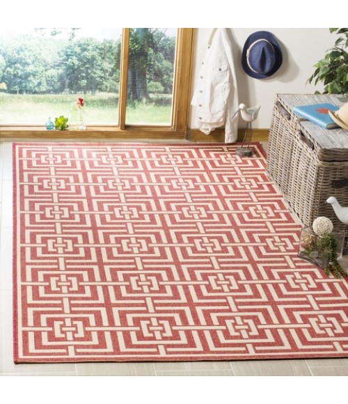 Safavieh Linden  Red / Creme LND128 5 ft. 3 in. X 7 ft. 6 in. Rectangle Rug
