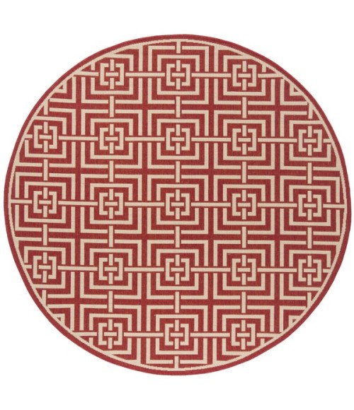 Safavieh Linden  Red / Creme LND128 6 ft. 7 in. X 6 ft. 7 in. Round Rug