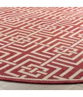 Safavieh Linden  Red / Creme LND128 6 ft. 7 in. X 6 ft. 7 in. Round Rug