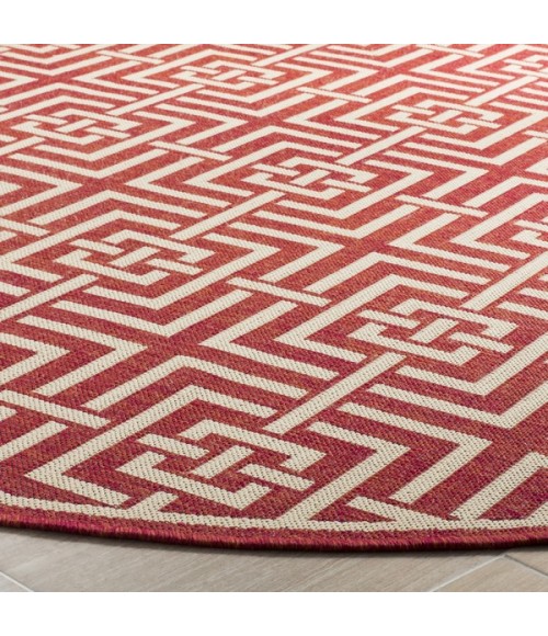 Safavieh Linden  Red / Creme LND128 6 ft. 7 in. X 6 ft. 7 in. Round Rug