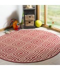 Safavieh Linden  Red / Creme LND128 6 ft. 7 in. X 6 ft. 7 in. Round Rug