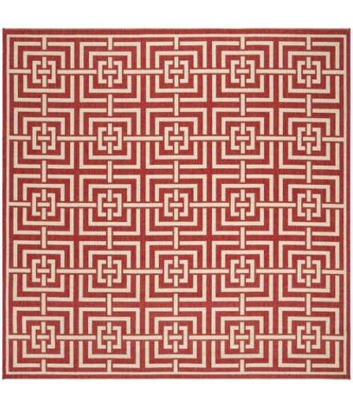 Safavieh Linden  Red / Creme LND128 6 ft. 7 in. X 6 ft. 7 in. Square Rug