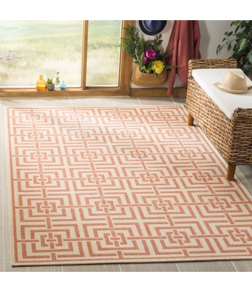 Safavieh Linden  Cream / Rust LND128 5 ft. 3 in. X 7 ft. 6 in. Rectangle Rug