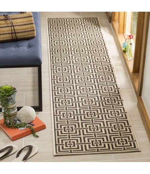 Safavieh Linden  Creme / Brown LND128 2 ft. 2 in. X 8 ft. Runner Rug