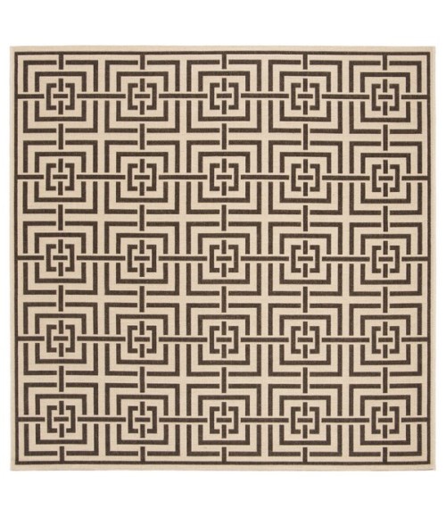 Safavieh Linden  Creme / Brown LND128 6 ft. 7 in. X 6 ft. 7 in. Square Rug