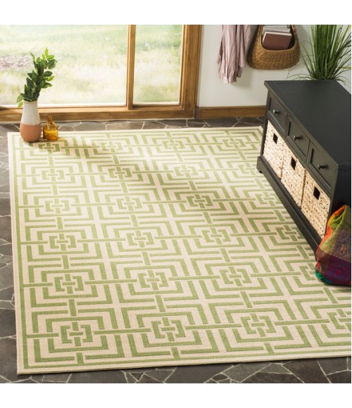 Safavieh Linden  Cream / Olive LND128 5 ft. 3 in. X 7 ft. 6 in. Rectangle Rug