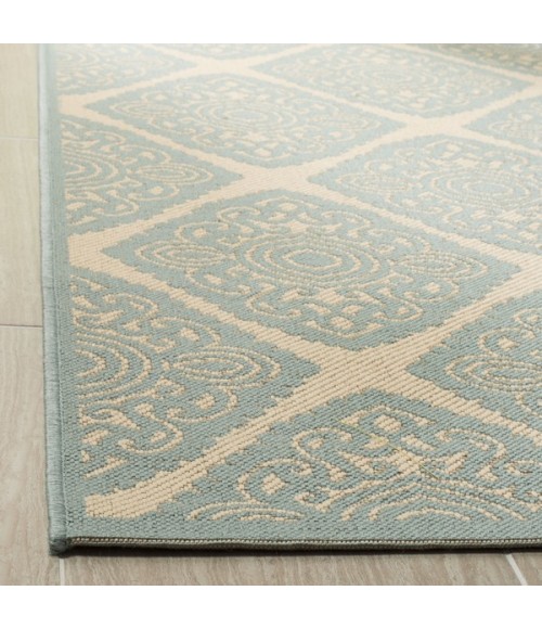 Safavieh Linden  Cream / Aqua LND132 9 ft. X 12 ft. Rectangle Rug