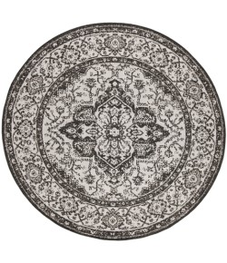 Safavieh Linden  Light Grey / Charcoal LND137 8 ft. X 8 ft. Round Rug