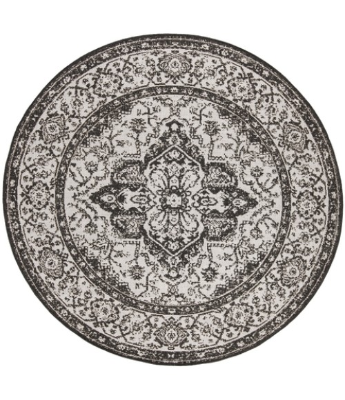 Safavieh Linden  Light Grey / Charcoal LND137 8 ft. X 8 ft. Round Rug