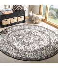 Safavieh Linden  Light Grey / Charcoal LND137 8 ft. X 8 ft. Round Rug