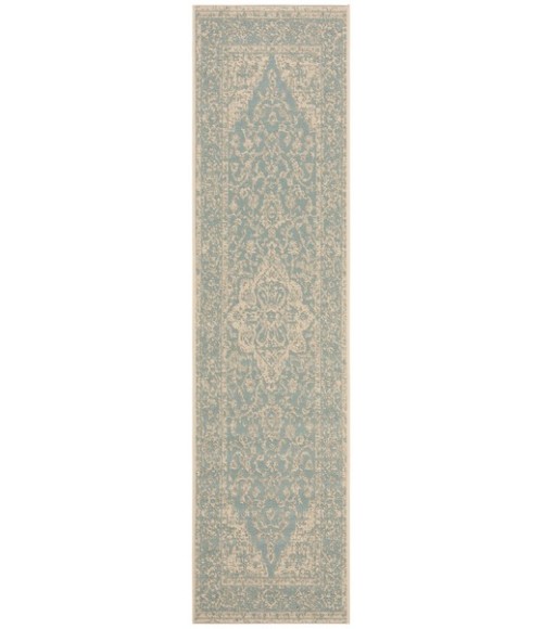 Safavieh Linden  Aqua / Cream LND137 2 ft. 2 in. X 8 ft. Runner Rug