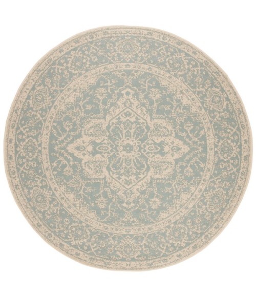 Safavieh Linden  Aqua / Cream LND137 6 ft. 7 in. X 6 ft. 7 in. Round Rug