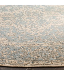 Safavieh Linden  Aqua / Cream LND137 6 ft. 7 in. X 6 ft. 7 in. Round Rug