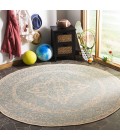 Safavieh Linden  Aqua / Cream LND137 6 ft. 7 in. X 6 ft. 7 in. Round Rug