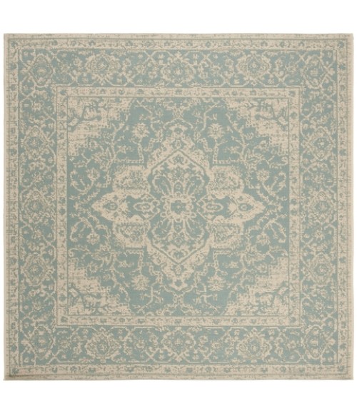 Safavieh Linden  Aqua / Cream LND137 6 ft. 7 in. X 6 ft. 7 in. Square Rug