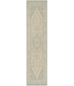 Safavieh Linden  Cream / Aqua LND137 2 ft. 2 in. X 8 ft. Runner Rug