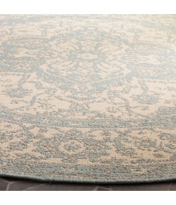 Safavieh Linden  Cream / Aqua LND137 6 ft. 7 in. X 6 ft. 7 in. Round Rug