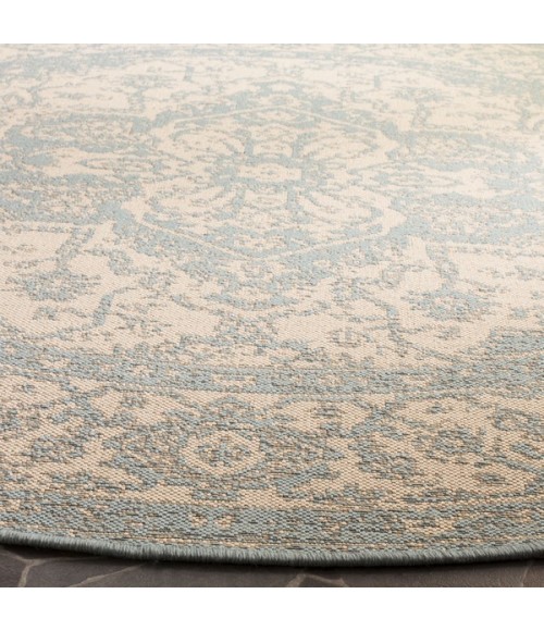 Safavieh Linden  Cream / Aqua LND137 6 ft. 7 in. X 6 ft. 7 in. Round Rug